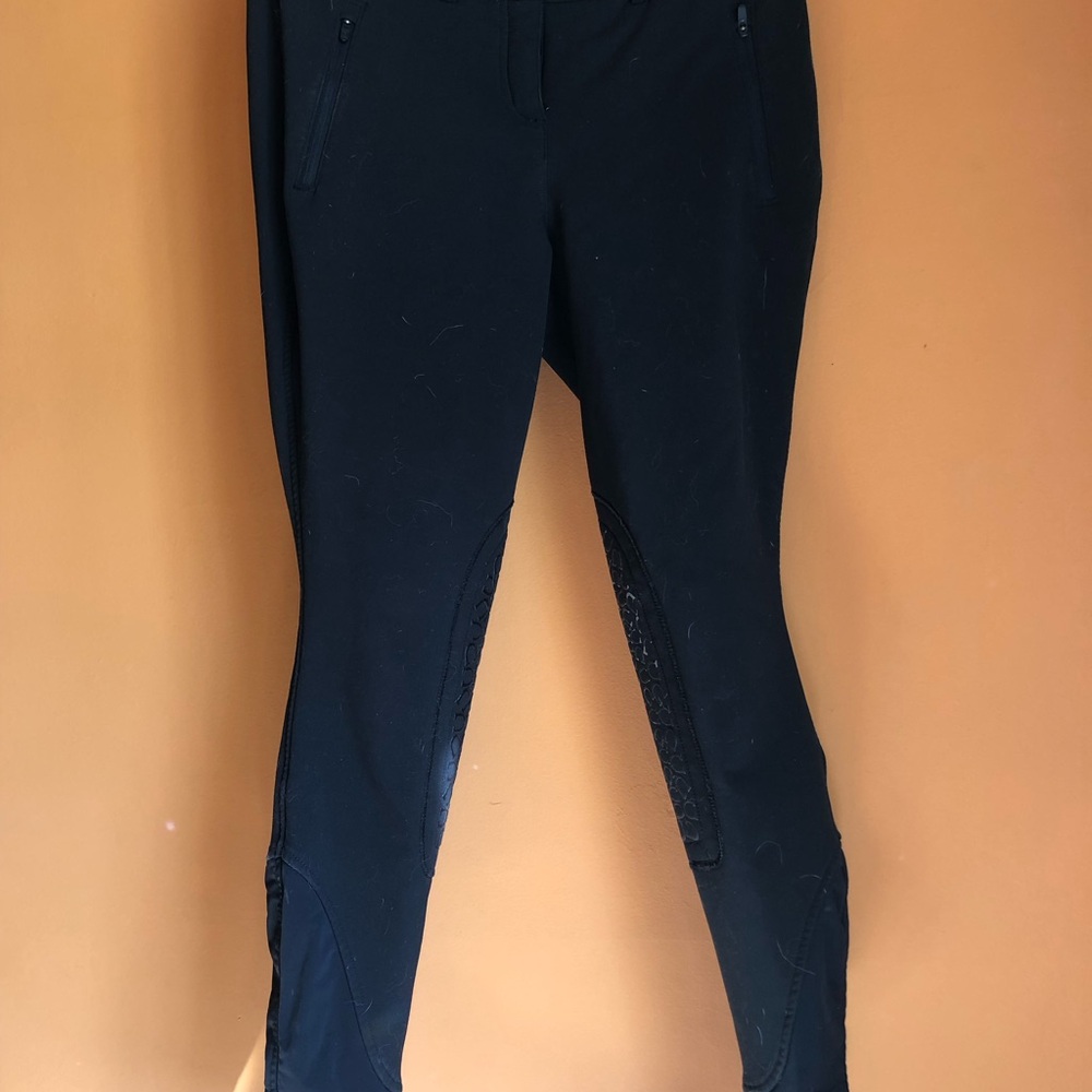 Black Winter Riding Pants with Zipper Pockets